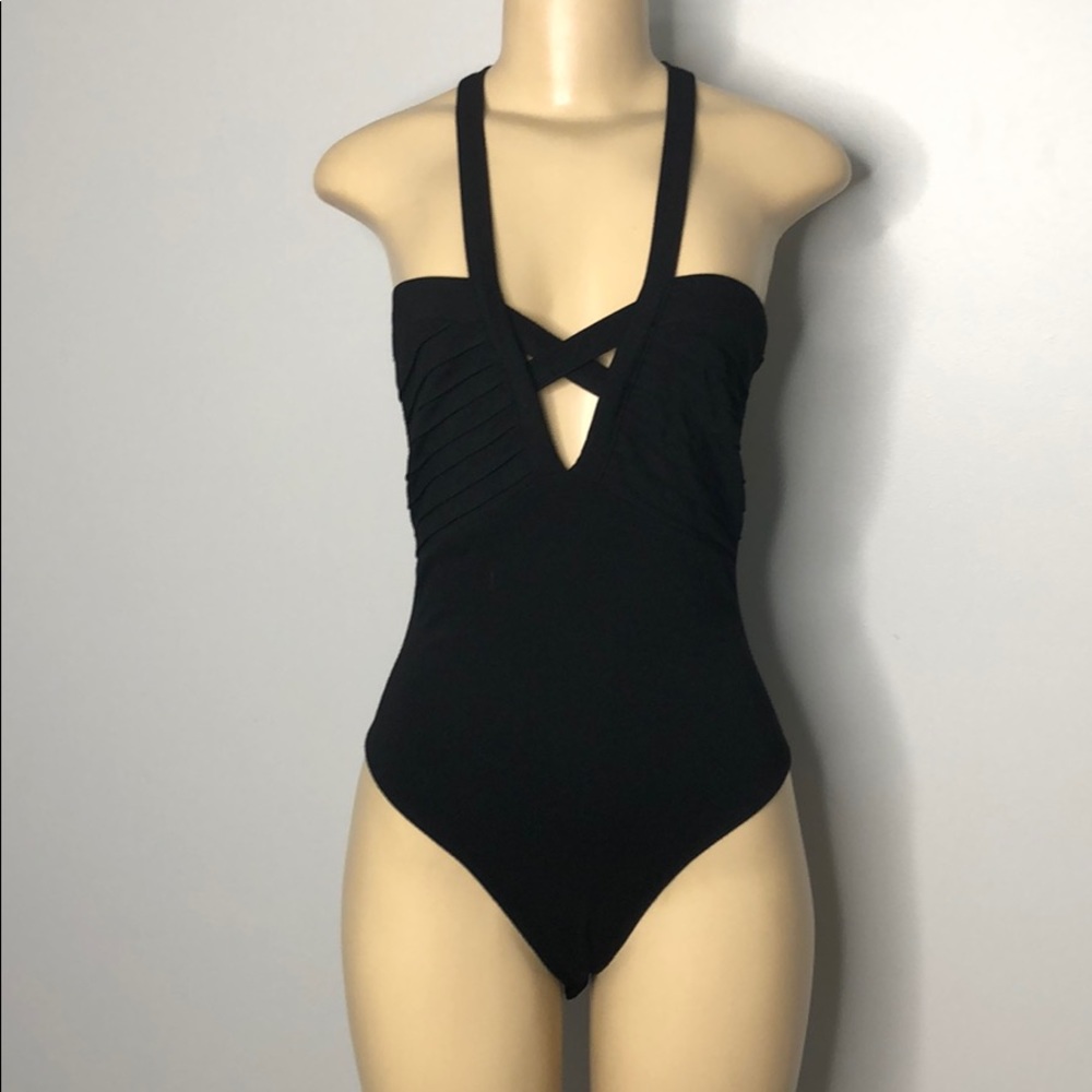 Ivory Love Black Body Suit top